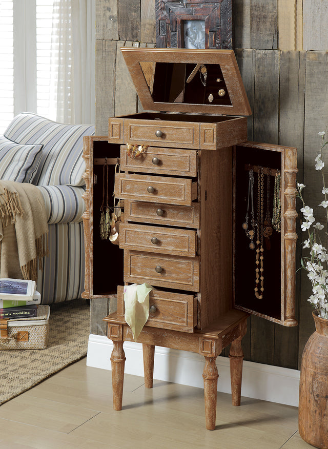 ACME Taline Jewelry Armoire in Weathered Oak 97173