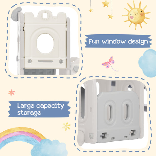 Toddler Slide and Swing Set 5 in 1, Kids Playground Climber Slide Playset with Basketball Hoop Freestanding Combination for Babies Indoor & Outdoor