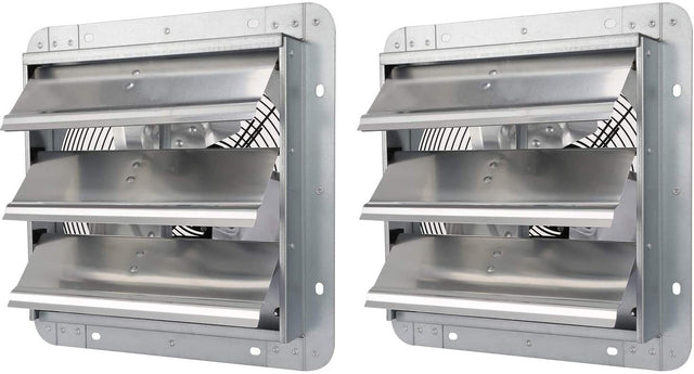 iPower 10 Inch Shutter Exhaust Fan Aluminum,High Speed 1650RPM, 820CFM, 2-Pack, Silver