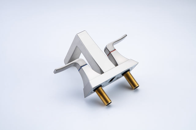2-Handle Lavatory Faucet Brushed Nickel Bathroom Sink Faucet with Metal Pop-up Drain and Faucet Supply Lines