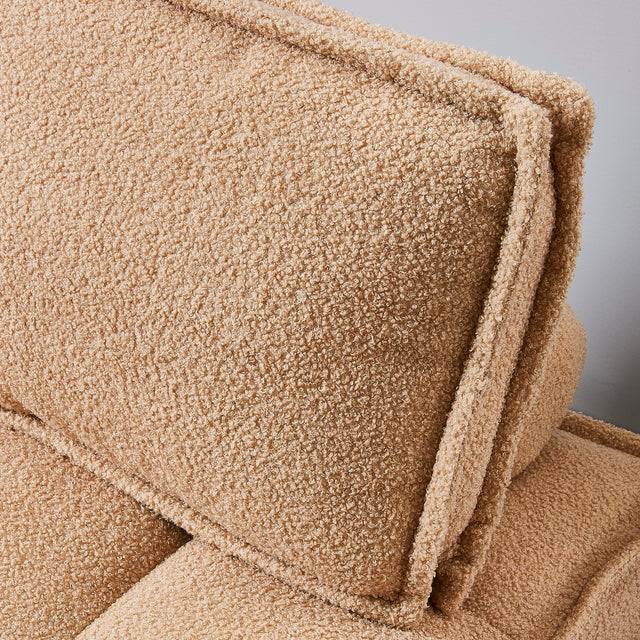 Lazy sofa ottoman with gold wooden legs teddy fabric (Khaki)
