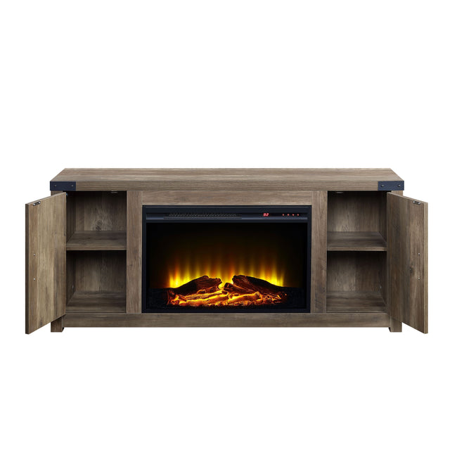 ACME Tobias Fireplace in Rustic Oak Finish AC00275