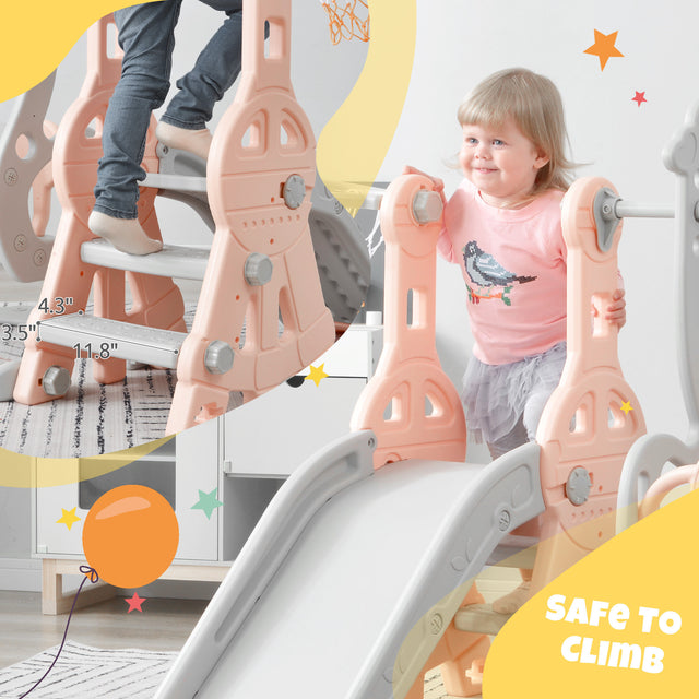 Toddler Slide and Swing Set 3 in 1, Kids Playground Climber Swing Playset with Basketball Hoops Freestanding Combination Indoor & Outdoor