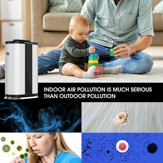 Smart Air Purifier with H13 True HEPA Filter for large rooms up to 3000 Sq.Ft .Capture 99.9% of Pet Daner, Smoke, Dust, Pollen, Formaldehyde. Wisdom WiFi , PM2.5 Monitor, Auto Mode, Movable wheel.