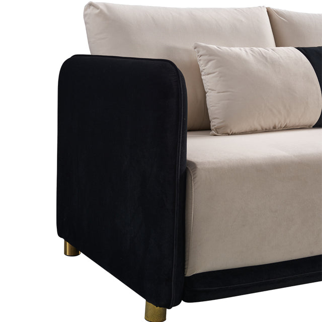 Velvet Sofa BEIGE & BLACK Color