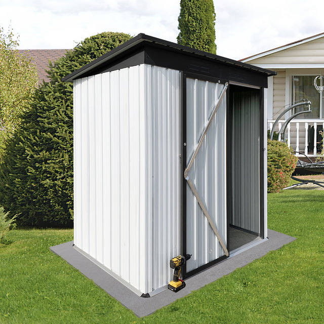 Metal garden sheds 5ftx3ft outdoor storage sheds White+Black