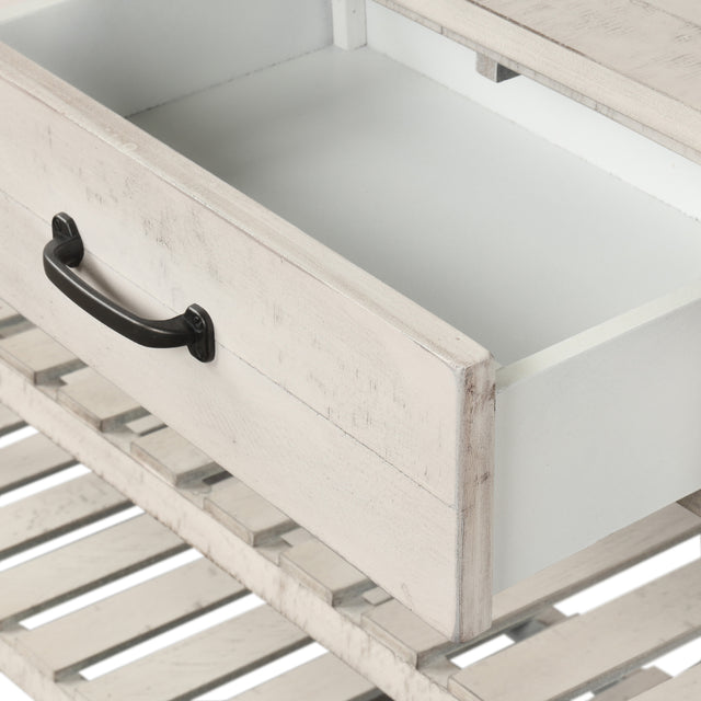 TREXM Retro Console Table for Entryway with Drawers and Shelf Living Room Furniture (Antique White)