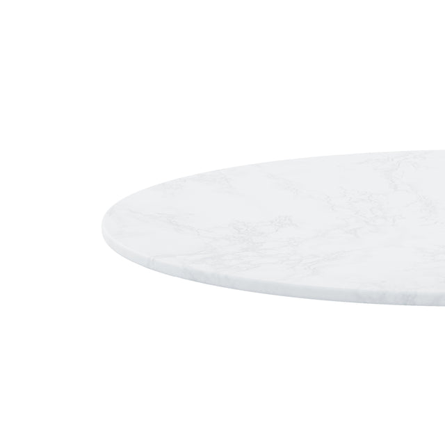 42.12"Modern Round Dining Table with Printed White Marble Table Top,Metal Base Dining Table, End Table Leisure Coffee Table