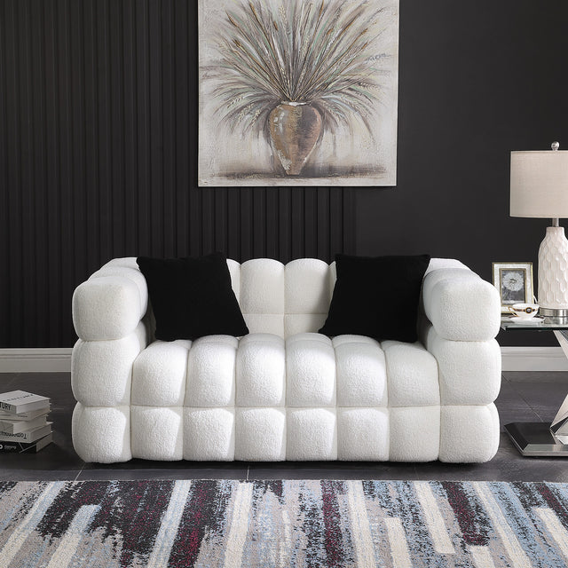 62.2length ,35.83" deepth ,human body structure for USA people, marshmallow sofa,boucle sofa ,White color,3 seater