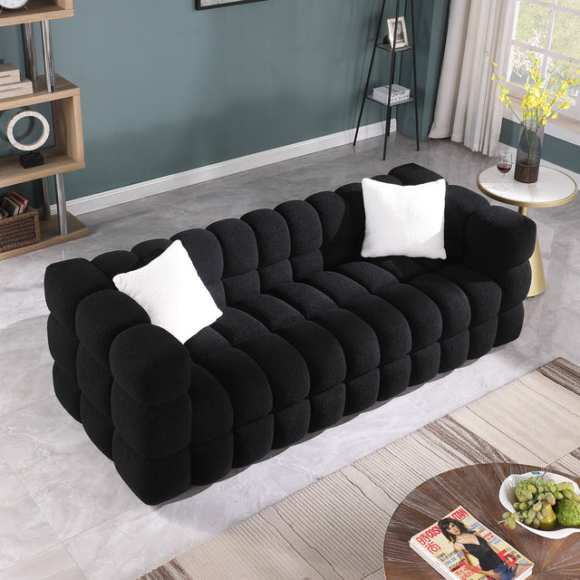 84.3/62.2 length ,35.83" deepth ,human body structure for USA people, marshmallow sofa,boucle sofa ,White color,3 seater. sofa and loveseater