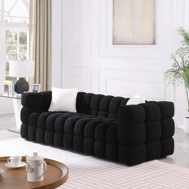 84.3/62.2 length ,35.83" deepth ,human body structure for USA people, marshmallow sofa,boucle sofa ,White color,3 seater. sofa and loveseater
