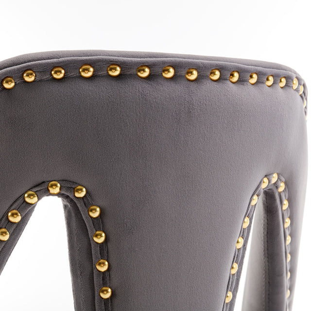 Golden Swivel Velvet Barstools Adjusatble Seat Height from 25-33 Inch, Modern Upholstered Bar Stool & Counter Stools with Nailheads for Home Pub and Kitchen Island,Set of 2, Gray