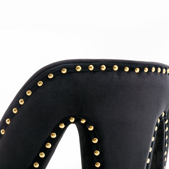 Golden Swivel Velvet Barstools Adjusatble Seat Height from 25-33 Inch, Modern Upholstered Bar Stool & Counter Stools with Nailheads for Home Pub and Kitchen Island,Set of 2, Black