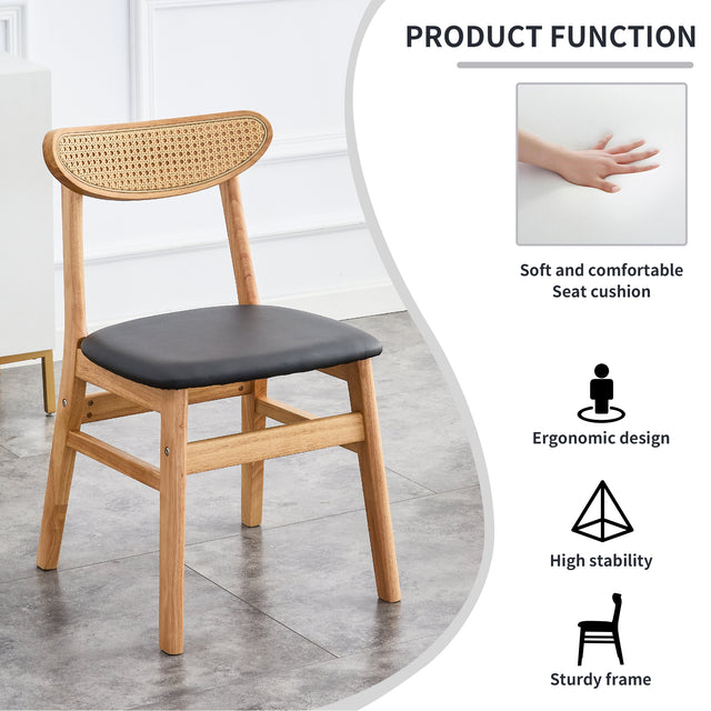 Solid wood dining table and 4-piece set of solid wood dining chairs