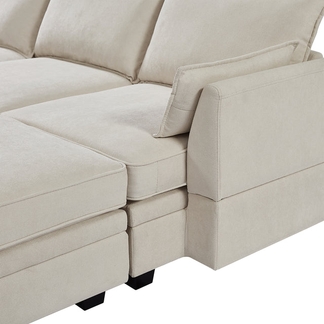 U_Style Modern Large U-Shape Modular Sectional Sofa, Convertible Sofa Bed with Reversible Chaise for Living Room, Storage Seat