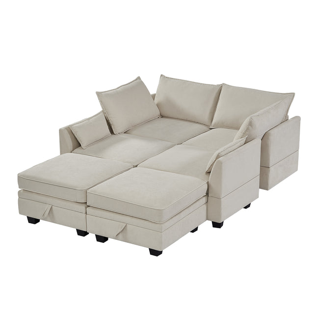 U_Style Modern Large U-Shape Modular Sectional Sofa, Convertible Sofa Bed with Reversible Chaise for Living Room, Storage Seat