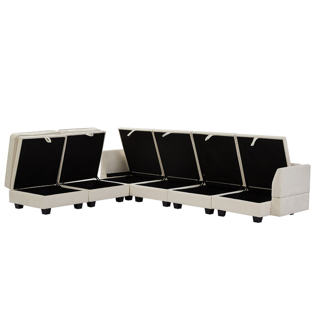 U_Style Modern Large U-Shape Modular Sectional Sofa, Convertible Sofa Bed with Reversible Chaise for Living Room, Storage Seat