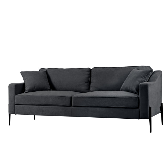 U-style Upholstered Modern Loveseat with Metal Legs – Durable with 2 Pillows, 2-3 People Seat Capacity