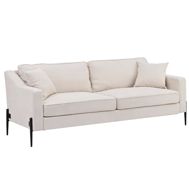 U-style Upholstered Modern Loveseat with Metal Legs – Durable with 2 Pillows, 2-3 People Seat Capacity