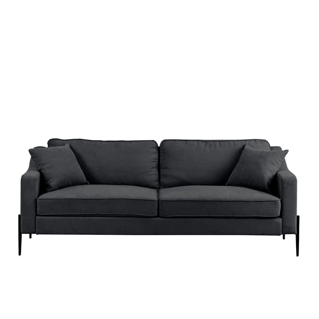 U-style Upholstered Modern Loveseat with Metal Legs – Durable with 2 Pillows, 2-3 People Seat Capacity