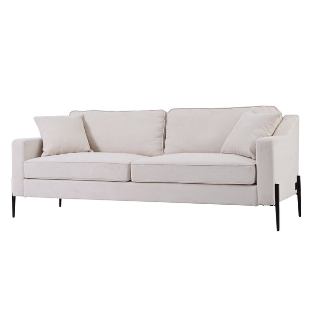 U-style Upholstered Modern Loveseat with Metal Legs – Durable with 2 Pillows, 2-3 People Seat Capacity