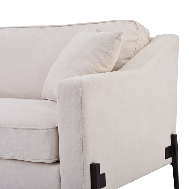 U-style Upholstered Modern Loveseat with Metal Legs – Durable with 2 Pillows, 2-3 People Seat Capacity