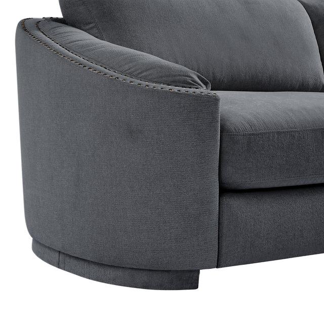 U_Style Stylish Sofa with Semilunar Arm, Rivet Detailing, and Solid Frame for Living Room