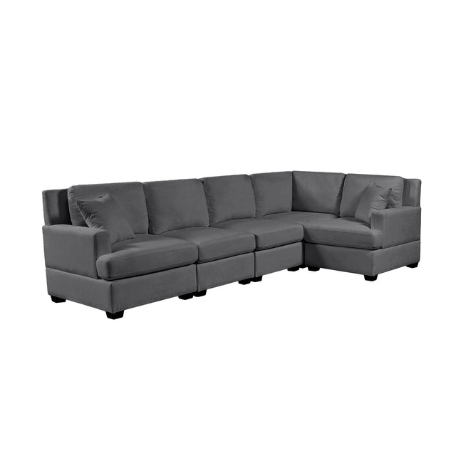 U_Style Sofa Set with Sectional Modular Sofa and Swivel Accent Chair, 2 Tossing cushions and Solid Frame for Living Room