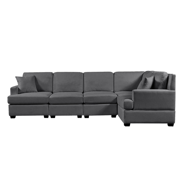 U_Style Sofa Set with Sectional Modular Sofa and Swivel Accent Chair, 2 Tossing cushions and Solid Frame for Living Room