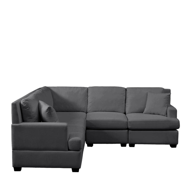 U_Style Sofa Set with Sectional Modular Sofa and Swivel Accent Chair, 2 Tossing cushions and Solid Frame for Living Room