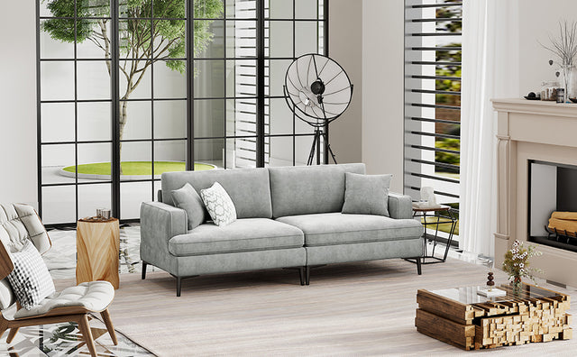 U-style Upholstered Modern Loveseat with Metal Legs – Durable with 2 Pillows, 2-3 People Seat Capacity