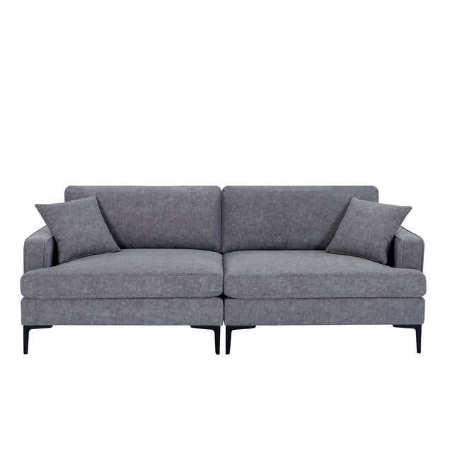 U-style Upholstered Modern Loveseat with Metal Legs – Durable with 2 Pillows, 2-3 People Seat Capacity