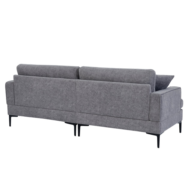 U-style Upholstered Modern Loveseat with Metal Legs – Durable with 2 Pillows, 2-3 People Seat Capacity