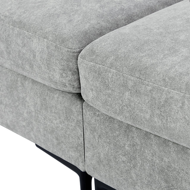 U-style Upholstered Modern Loveseat with Metal Legs – Durable with 2 Pillows, 2-3 People Seat Capacity