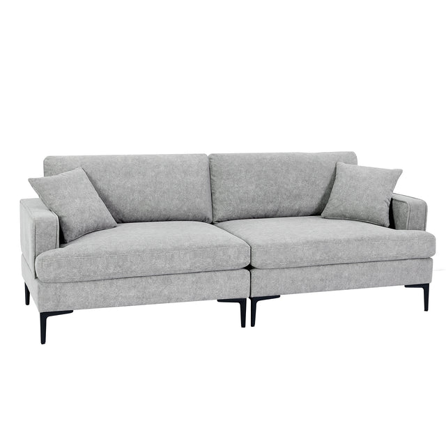 U-style Upholstered Modern Loveseat with Metal Legs – Durable with 2 Pillows, 2-3 People Seat Capacity