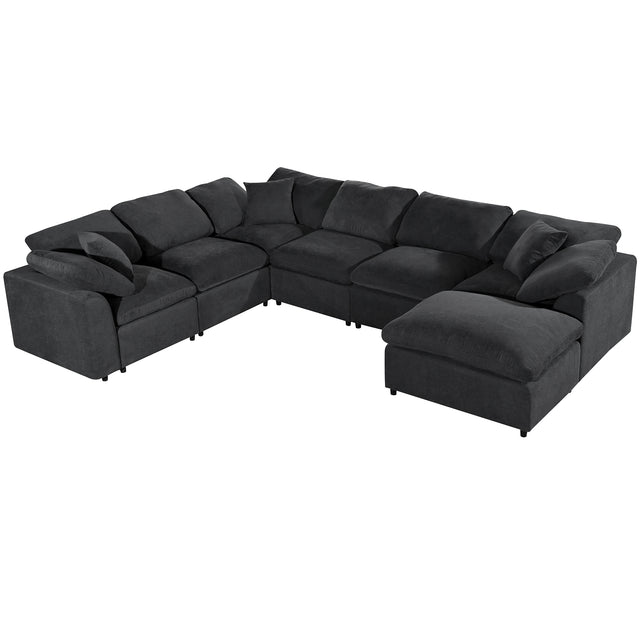 U_Style Oversized Modular Sectional Sofa with Ottoman L Shaped Corner Sectional for Living Room, Office, Spacious Space