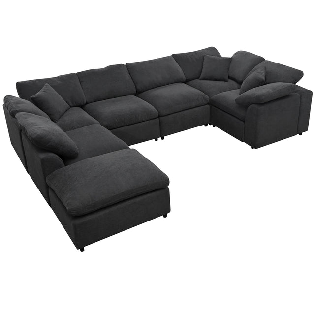 U_Style Oversized Modular Sectional Sofa with Ottoman L Shaped Corner Sectional for Living Room, Office, Spacious Space