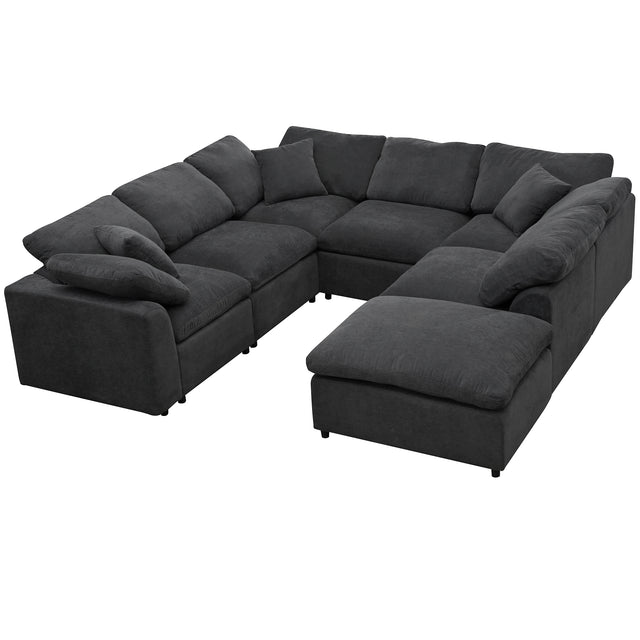 U_Style Oversized Modular Sectional Sofa with Ottoman L Shaped Corner Sectional for Living Room, Office, Spacious Space