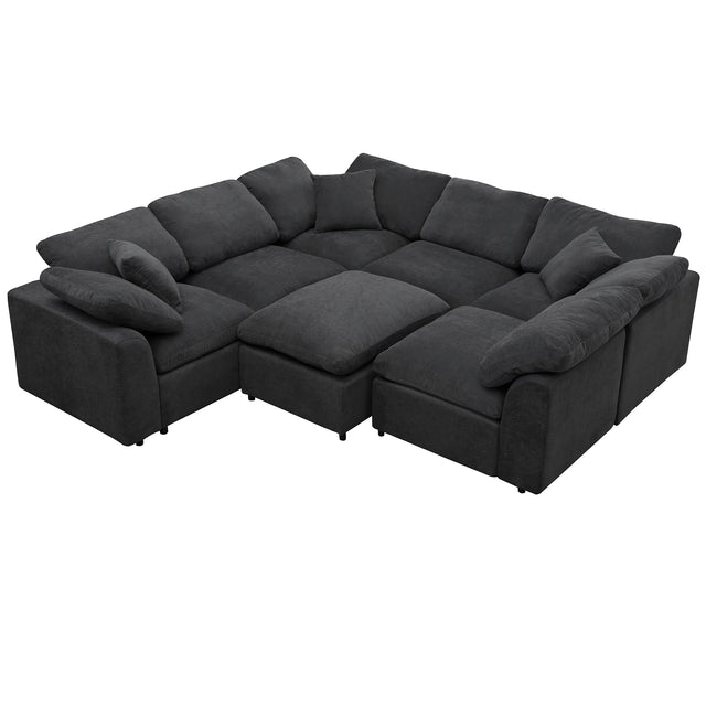 U_Style Oversized Modular Sectional Sofa with Ottoman L Shaped Corner Sectional for Living Room, Office, Spacious Space