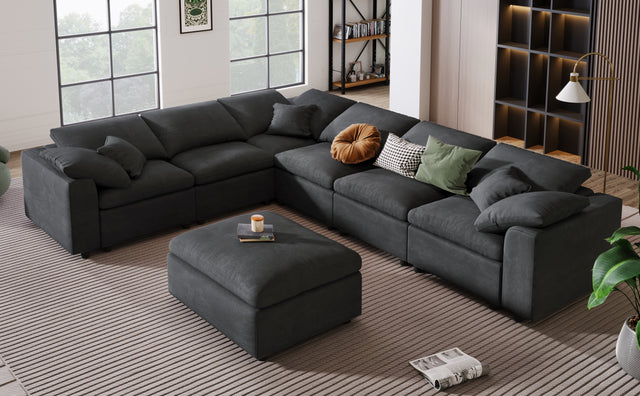 U_Style Oversized Modular Sectional Sofa with Ottoman L Shaped Corner Sectional for Living Room, Office, Spacious Space