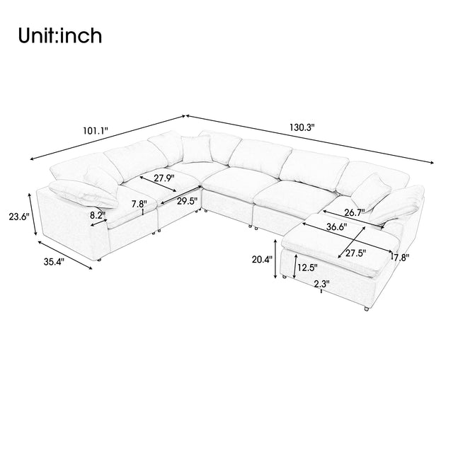 U_Style Oversized Modular Sectional Sofa with Ottoman L Shaped Corner Sectional for Living Room, Office, Spacious Space