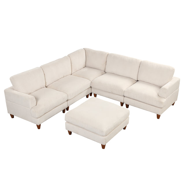 U_Style Modular Sectional Sofa with Ottoman L Shaped Corner Sectional for Living Room, Office, Spacious Space