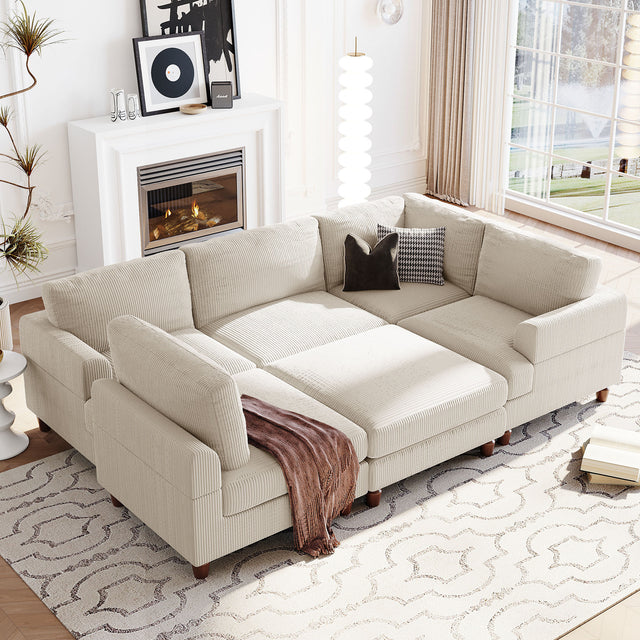 U_Style Modular Sectional Sofa with Ottoman L Shaped Corner Sectional for Living Room, Office, Spacious Space