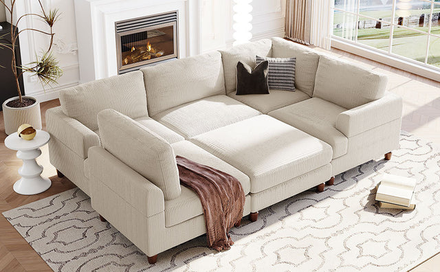 U_Style Modular Sectional Sofa with Ottoman L Shaped Corner Sectional for Living Room, Office, Spacious Space