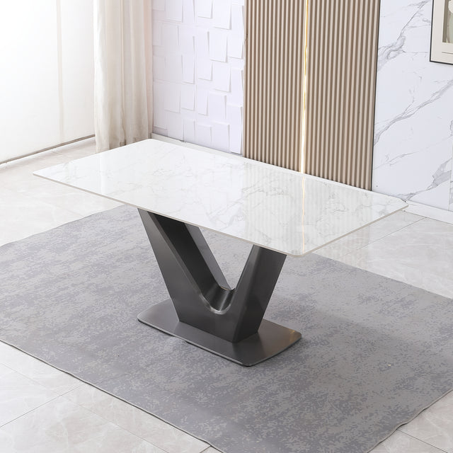 71inch Sintered Stone Table top with V shape Metal Leg Dining table