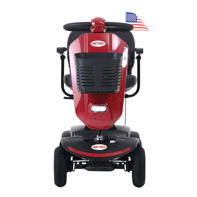 W429S00032 PATRIOT RED Outdoor compact mobility scooter with windshield