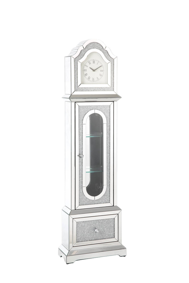 ACME Noralie GRANDFATHER CLOCK W/LED Mirrored & Faux Diamonds AC00347