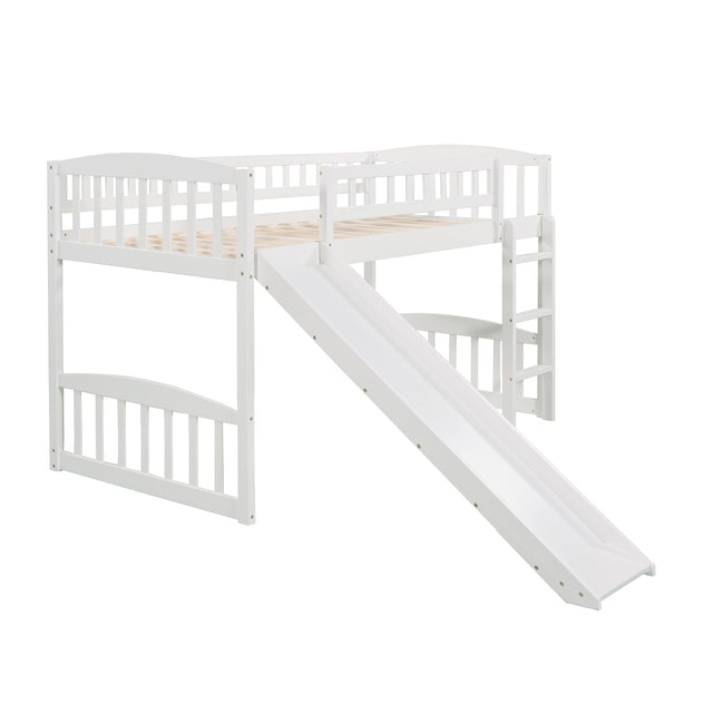 Twin size Loft Bed with Slide and Ladder, White(OLD SKU: LP000504AAK)