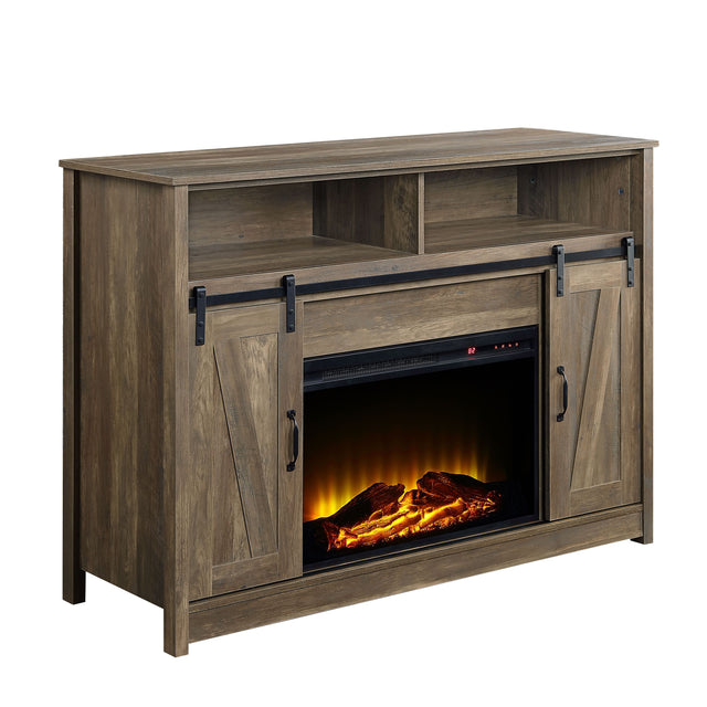 ACME Tobias Fireplace in Rustic Oak Finish AC00274