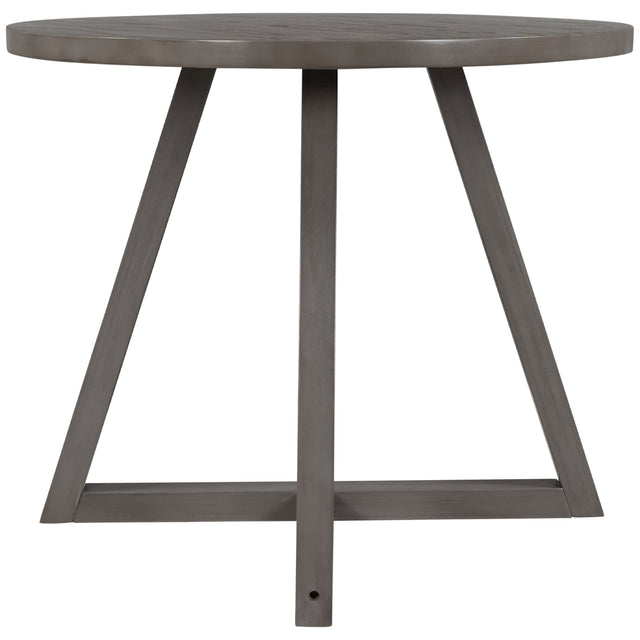 TOPMAX Mid-Century Wood Round Dining Table with X-shape Legs for Small Places, Gray